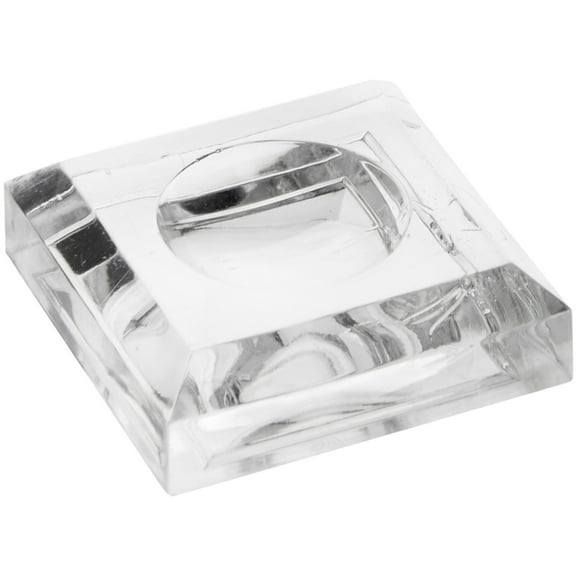 Plymor Clear Acrylic Square Display Base with Indented Circle to Hold Egg, Marble, Ball or Sphere, 1.5" W x 1.5" D x 0.5" H (0.875" Circle), Pack of 2