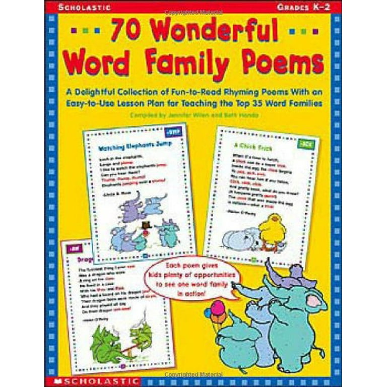 hende Bygge videre på slutpunkt 70 Wonderful Word Family Poems: A Delightful Collection of Fun-to-Read  Rhyming Poems With an Easy-to-Use Lesson Plan for Teaching the Top 35 Word  Families, Pre-Owned Paperback 0439201071 Beth Handa, - Walmart.com