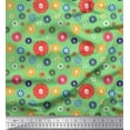 thumbnail image 1 of Soimoi Green polyester Crepe Fabric Dots & Aster Floral Printed Craft Fabric by the Yard 42 Inch Wide, 1 of 1