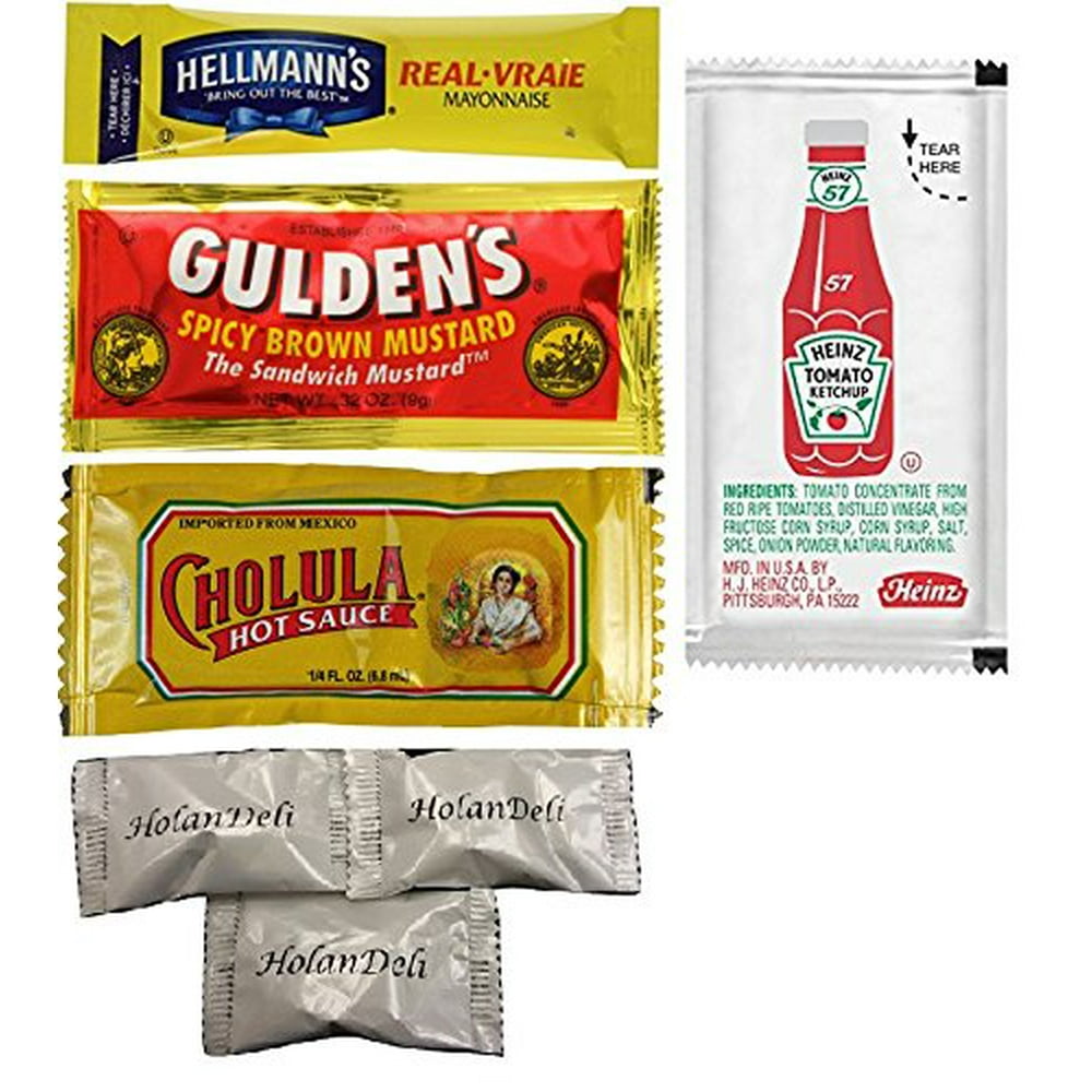 (Pack of 80 ) Hellmann's Mayonnaise, Heinz Ketchup, Gulden's Spicy