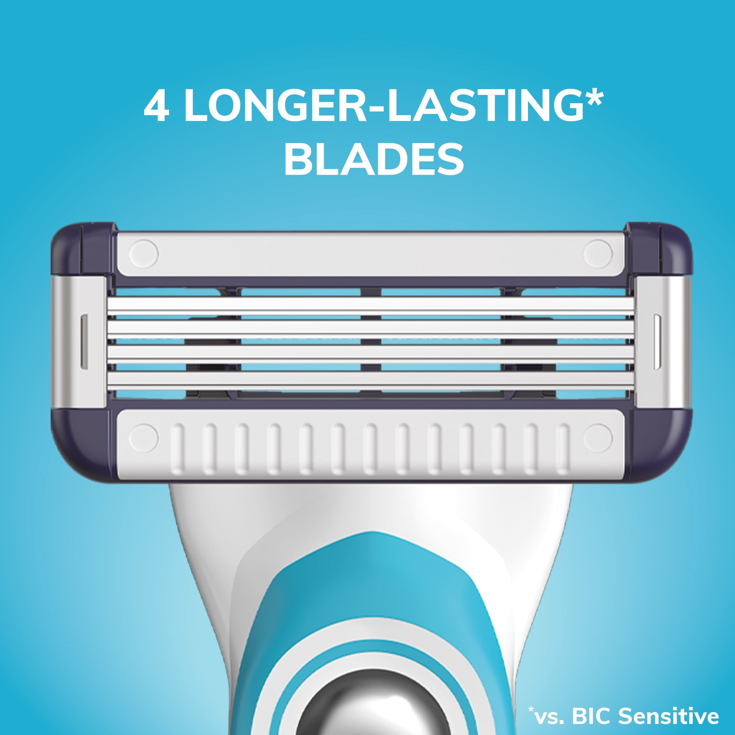 BIC EasyRinse Sensitive Anti-Clogging, Refillable Men's Razors With 4 Blades, 1 Handle and 9 Refill Razor Cartridges