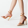 thumbnail image 3 of KBODIU Women's Heels, Women Stiletto High Heels Sandals Casual Cross Straps Buckle Super High Heels Pointed Toe Solid Color Sandals Stilettos Wedding Heels Prom Heels Heeled Sandals Gold 38, 3 of 7