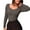 Khaki, variant on GHSOHS Slim Long Sleeve Ribbed Bodysuits for Women V Neck Square Tights Seamless Thong Jumpsuit Club Party Going Out T Shirt Tops