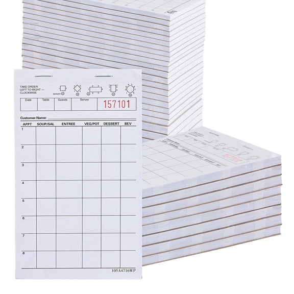 Stock Your Home White Guest Check Pads (10 Count) - 1 Part Guest Check Pads - Server Notepads and Waitress Order Pads - Check Pads for Diners, Restaurants, Food Trucks, Takeout and Delivery Services