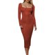thumbnail image 1 of Gibobby Vestidos de suéter anchos Vestido de manga larga con cuello cuadrado y forro polar para mujer, sexy, picante, a la moda(RD1,M), 1 of 3