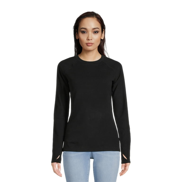 ClimateRight by Cuddl Duds Women s Flannel Fleece Long Sleeve Crew Neck Base Layer Top Sizes XS to XXL Walmart