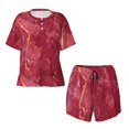 thumbnail image 4 of Qekee Abstract Red Marble Women's Pajama Set Short Sleeve Sleepwear Summer Home Wear with Pockets Soft Short Sleeve Shirt - Abstract Red Marble, 4 of 9