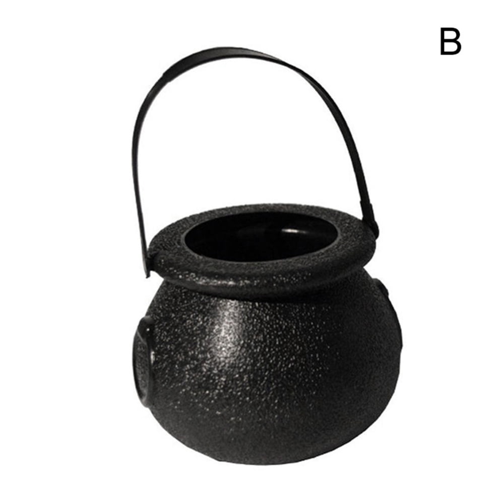 Halloween Candy Kettle Mini Plastic Witch Cauldron Candy Pot Hanging