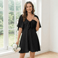 thumbnail image 5 of MLDRA Summer Dresses for Women Bow Tie V Neck Elegant Mini Black Dress Casual Flowy Ruffle Short Sleeve Elegant Dress 2026, 5 of 8