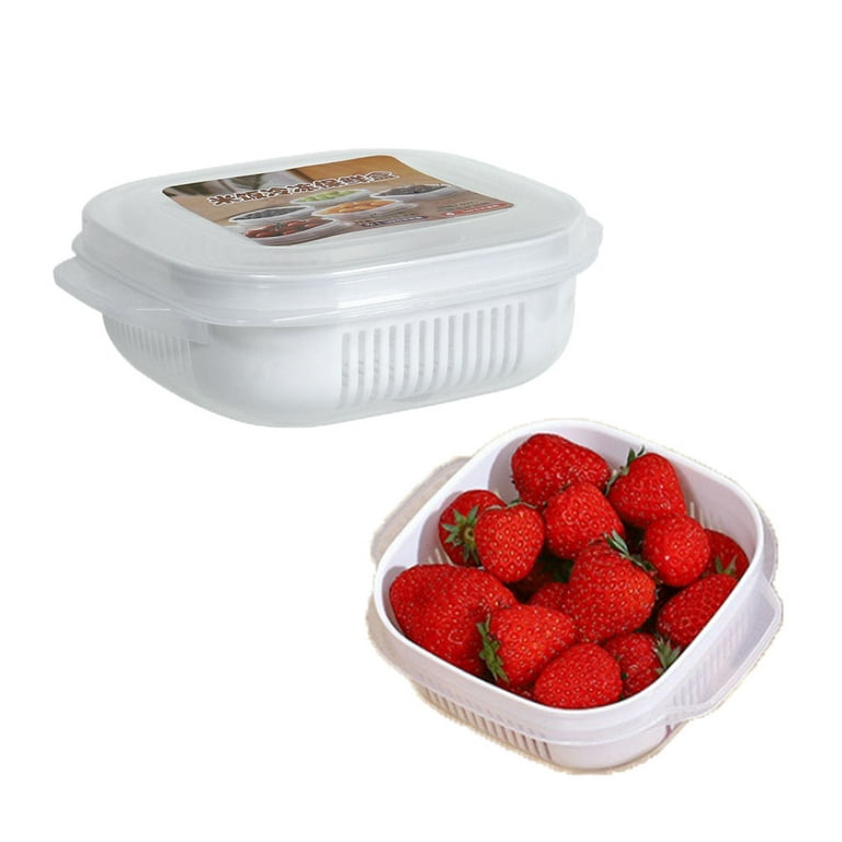 Fruit Storage Containers for Fridge Organizers and Storage, 4 Pack Large  Produce Saver Container with Airtight Lid & Colander for Berry Lettuce  Salad