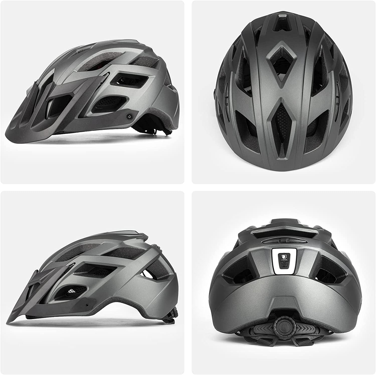 Silver Adjustable Lightweight Bike Helmet Men & Women with Visor CARBON Black 