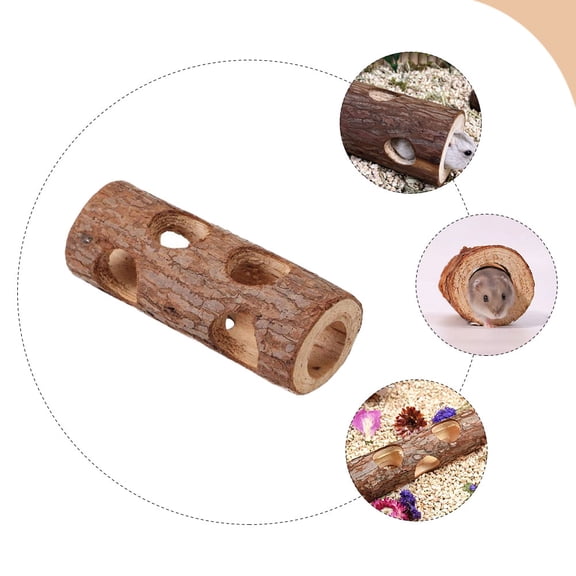 MIPCASE Toy for Hamster Wood Tunnel Coffee 1Pcs for Cage Decoration