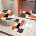 thumbnail image 4 of Burnt Orange Black Bath Mat 3 Piece Bathroom Rug Set, Modern Abstract Geometric Non Slip Bath Rug Contour Mat and Toilet Lid Cover, Absorbent Shower Mats Soft Bath Rugs and Mats Sets, 4 of 8