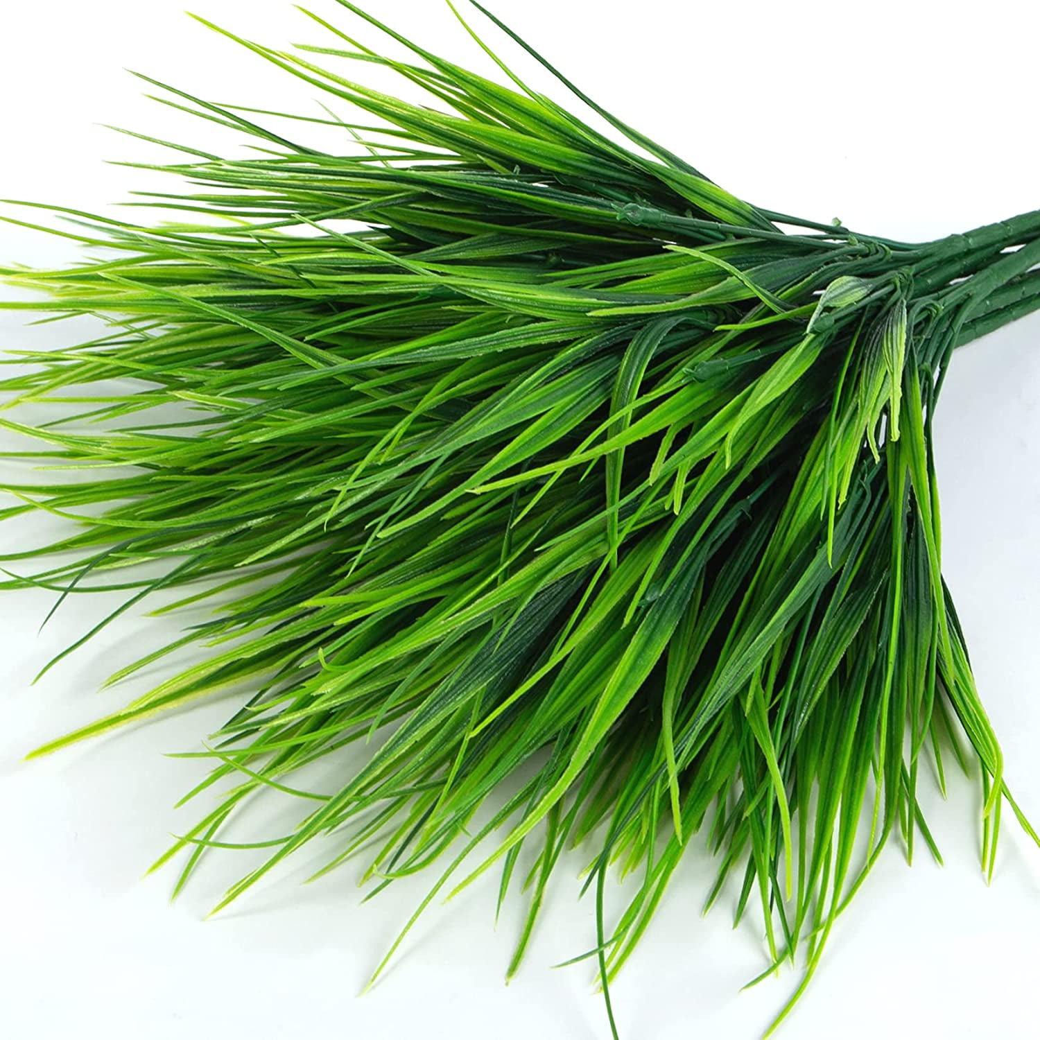 8 Bundles Artificial Outdoor Plants Plastic Wheat Grass Greenery Shrubs UV Resistant Fake Plastic Shrubs for Outside Home Garden Yard Decoration