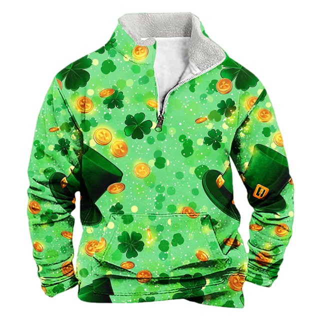 Sudadera sin capucha para hombre, informal, a la moda, con cuello alto, estampado, cremallera, jersey de manga larga, blusa de poliéster para hombre