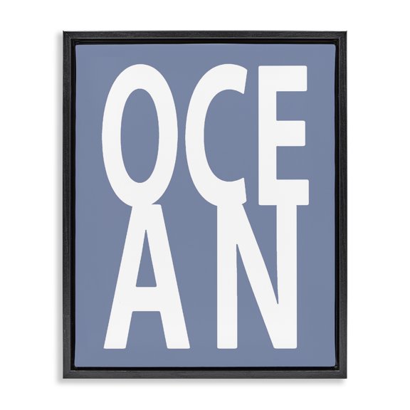 Stupell Industries Contemporary Nautical Ocean Text Black Floating Frame Canvas Art, 17 x 21, by Jamie MacDowell