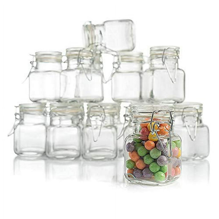 3 oz) Small Square Glass Jars with Airtight Round Lids Empty Spice  Containers