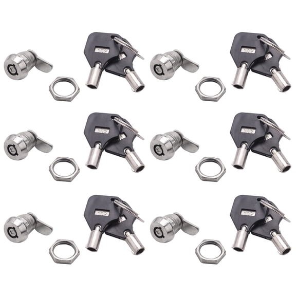 6X Cabinet Door Quarter Turn Security Tubular Cam Lock W Keys,6 x Cam Lock 12 x Keys