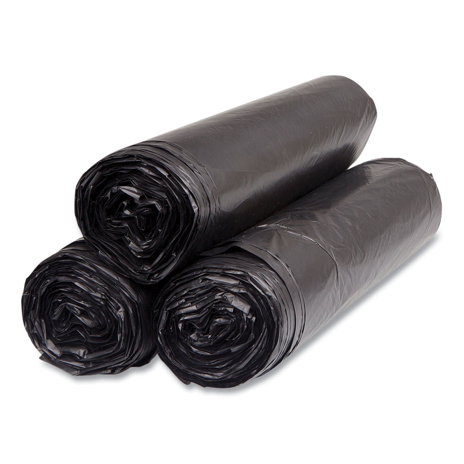 Inteplast Group High-Density Trash Bag, 40 x 48, 45gal, 16mic, Black, 25/Roll, 10 Rolls/Carton