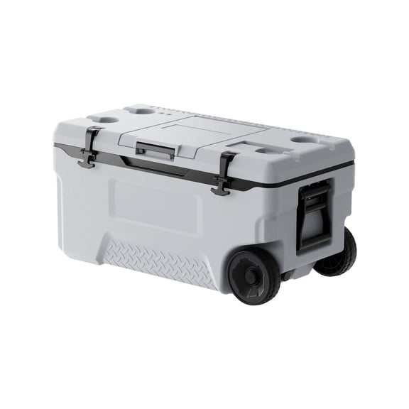 VEVOR Portable Cooler, 74 QT Wheeled Cooler with Ice Retention, Heavy-Duty Handles and Cup Holder, Lightweight Rigid Material Insulated Portable Cooler, Suitable for Family Picnics and Long Trips