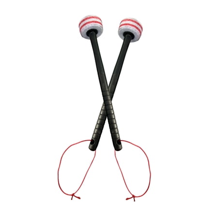 2Pcs Anti Slip Drum Mallets, Musical Instrument Accessories, Felt Head Mallets, Bass Percussion Mallets with Lanyard, for Pioneers trumpet Teams 32.5cm gray red