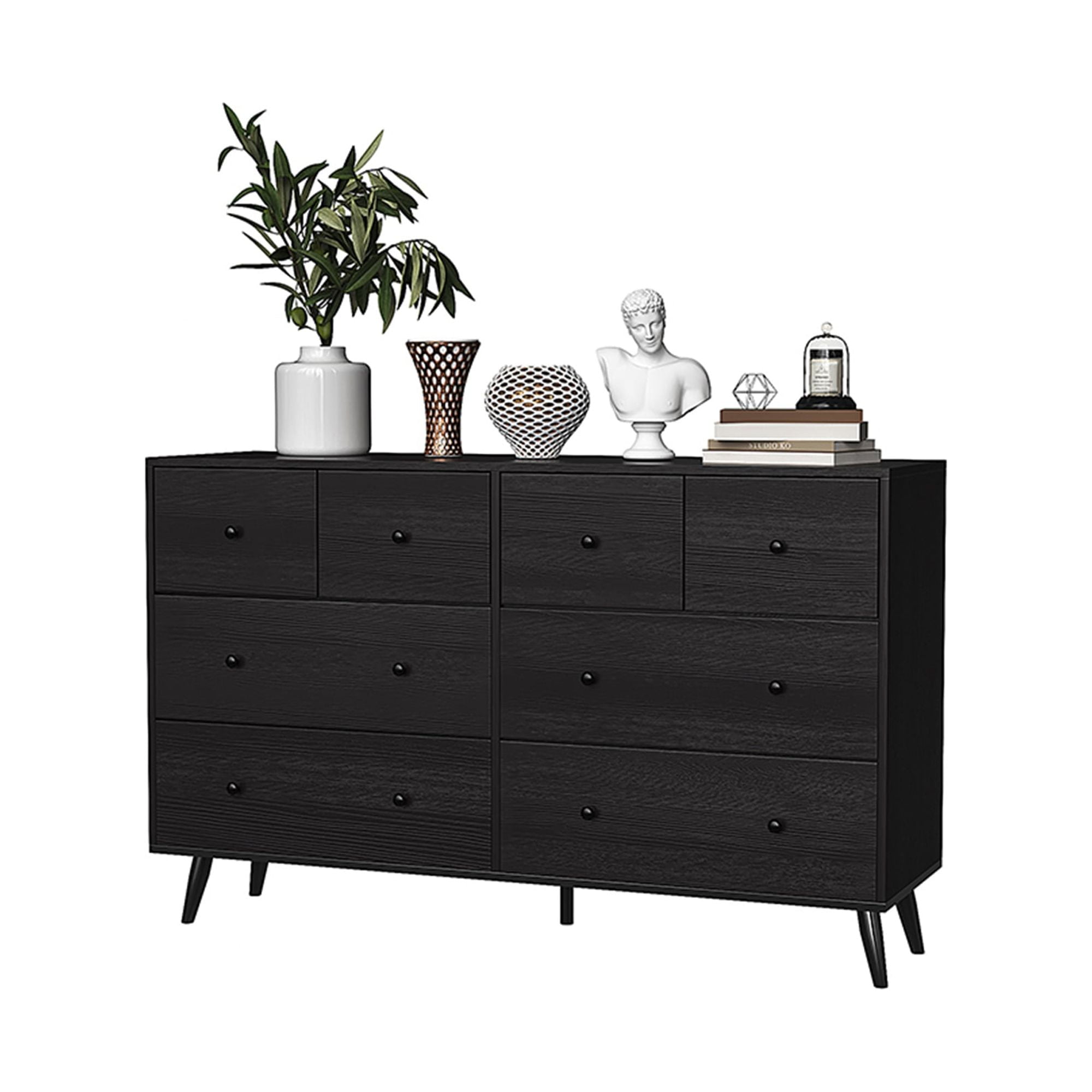 Kadyn Bedroom Dresser with Handles 8 Drawer Dresser for Entryway, Closet and Living Room Modern Solid Wood Storage Chest of Drawers, End of Bed Dresser, Living Room Vintage Solid Wood Organizer