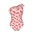 thumbnail image 4 of Yiaed Sweet Watermelon Print Women One Piece Swimsuits Tummy Control One Shoulder Bathing Suits Pattern Ruffle Swimwear-Large, 4 of 8