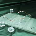 thumbnail image 5 of VisionGlobal Metal Readers for men/women Blue Light Blocking,Hand-set Diamond Fashion Square Glasses (Champagne Clear, 1.00 Magnification), 5 of 5