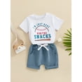 thumbnail image 3 of Musuos Toddler Boys Summer Outfits 3 6 12 18 24M 3Y Letter Baseball Print Round Neck Short Sleeve Tops and Elastic Waist Shorts 2Pcs Clothes Set, 3 of 9