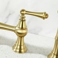 thumbnail image 7 of 8 inch Centerset Bridge Kitchen Faucet with Brass Side Sprayer, 2 Handles 4 Holes Antique Classic Heritage Deck-Mount Kitchen Sink Faucet, 360° Rotating Faucet, for Kitchen, Gold, 7 of 7