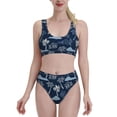 thumbnail image 2 of Picia Hawaii Palms Women's High Waisted Bikini Scoop Neck Swimsuit Two Pieces Bathing Suit-Small, 2 of 8