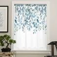 thumbnail image 4 of Blue Eucalyptus Leaves Semi Sheer Curtains Drapes for Living Room, Bedroom, French Doors Window 96 Inches Long, Watercolor Botanical Weeping Rod Pocket Chiffon Curtain Drapery Voile Draperies Panel, 4 of 6