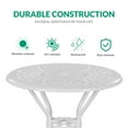 thumbnail image 4 of VIVIJASON 31" Patio Height Bar Table, All-Weather Cast Aluminum Bar Bistro Table Outdoor Patio Round Dining Table with Umbrella Hole for Balcony, Lawn, Garden, Backyard, White, 4 of 7