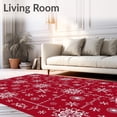 thumbnail image 2 of ODIKA 5'x7' Machine Washable Non-Slip Area Rug, Festive Holiday Snowflake With Joyful Winter Motifs High Traffic Rug, Red, 630184, 2 of 7
