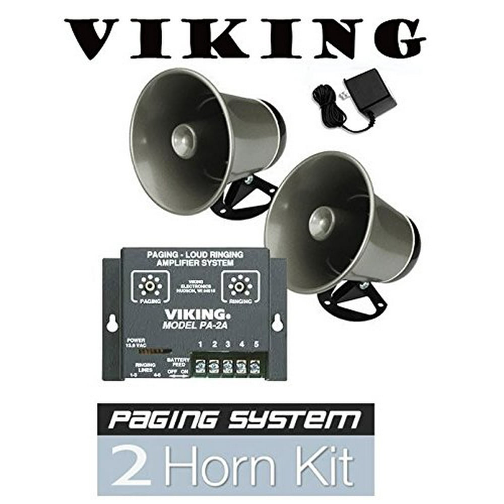 Viking Paging System with Amplifier and 2 Powered Speaker PA