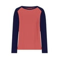 thumbnail image 2 of Lmnyox Women's Long Sleeve T Shirt Color Block Crew Neck Casual Fashion Pullover Tee Fall Winter Basic Tops, 2 of 5