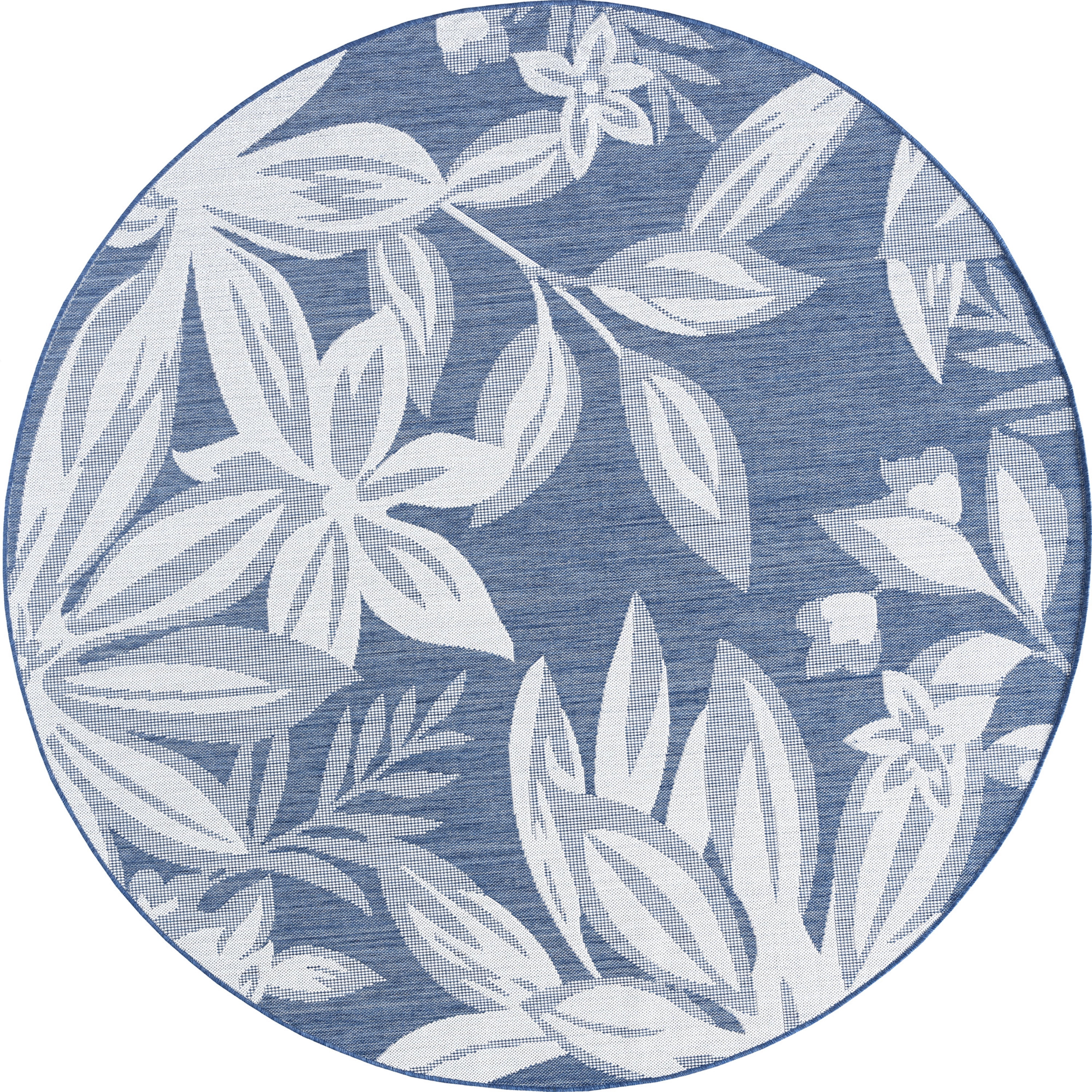 6ft Round Water Resistant, Indoor Outdoor Rugs for Patios, Front Door Entry, Entryway, Deck, Porch, Balcony | Outside Area Rug for Patio | Blue, Floral | Size: 5'3'' Round