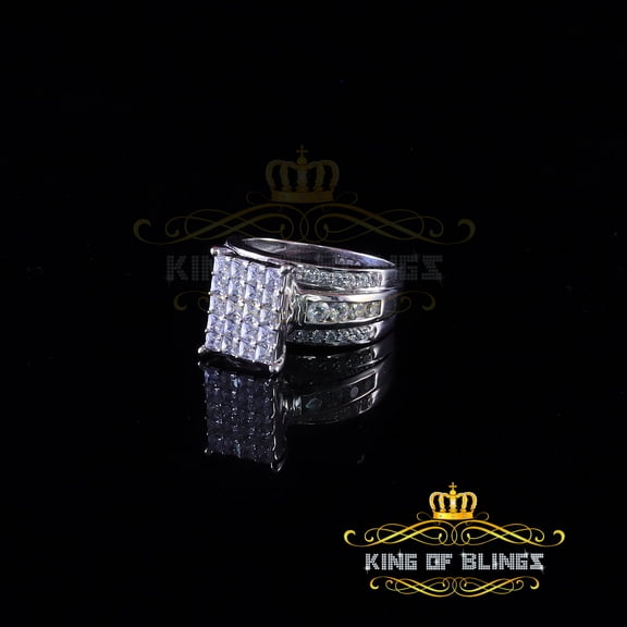 King of Bling's 3.80ct 925 Sterling Silver Cinderella White Cubic Zirconia Womens Ring Size 7