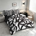thumbnail image 2 of Manfei Abstract King Bedding, Art Hippie Scribble King Bed in a Bag, Black and White, Black Reversible 7-Piece, 2 of 6