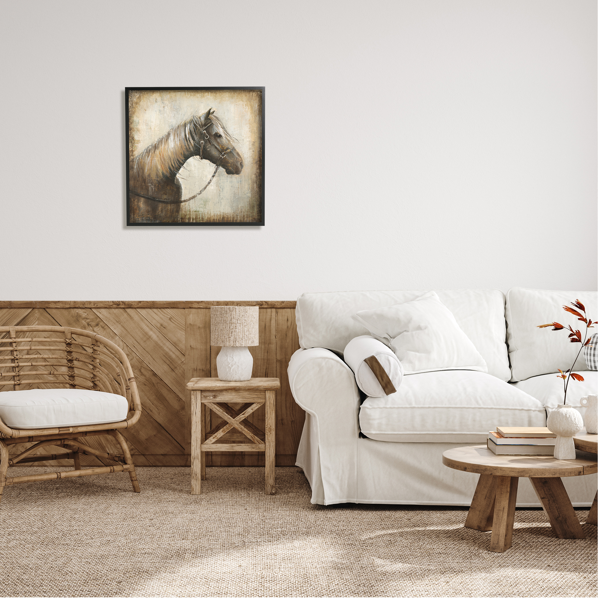 Stupell Industries Vintage Horse Painting Animals & Insects Painting Black Framed Art Print Wall Art, 24 x 24