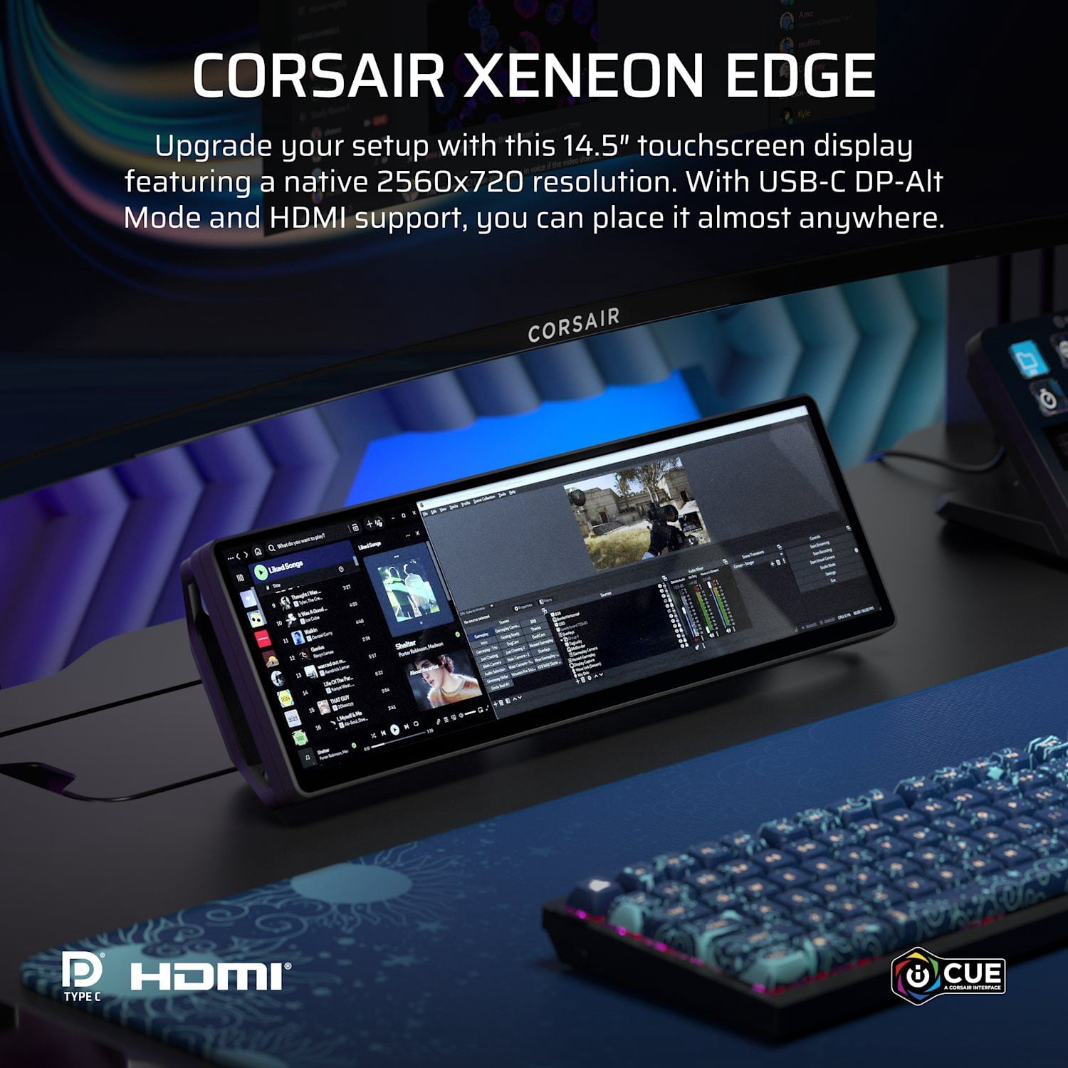 Premium Corsair XENEON EDGE 14.5" LCD Display 60HZ Touchscreen