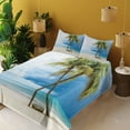 thumbnail image 2 of Ambesonne Hawaii Fitted & Top Sheet Set with Shams, Beach Palm Trees Rock, Green Blue, 2 of 5