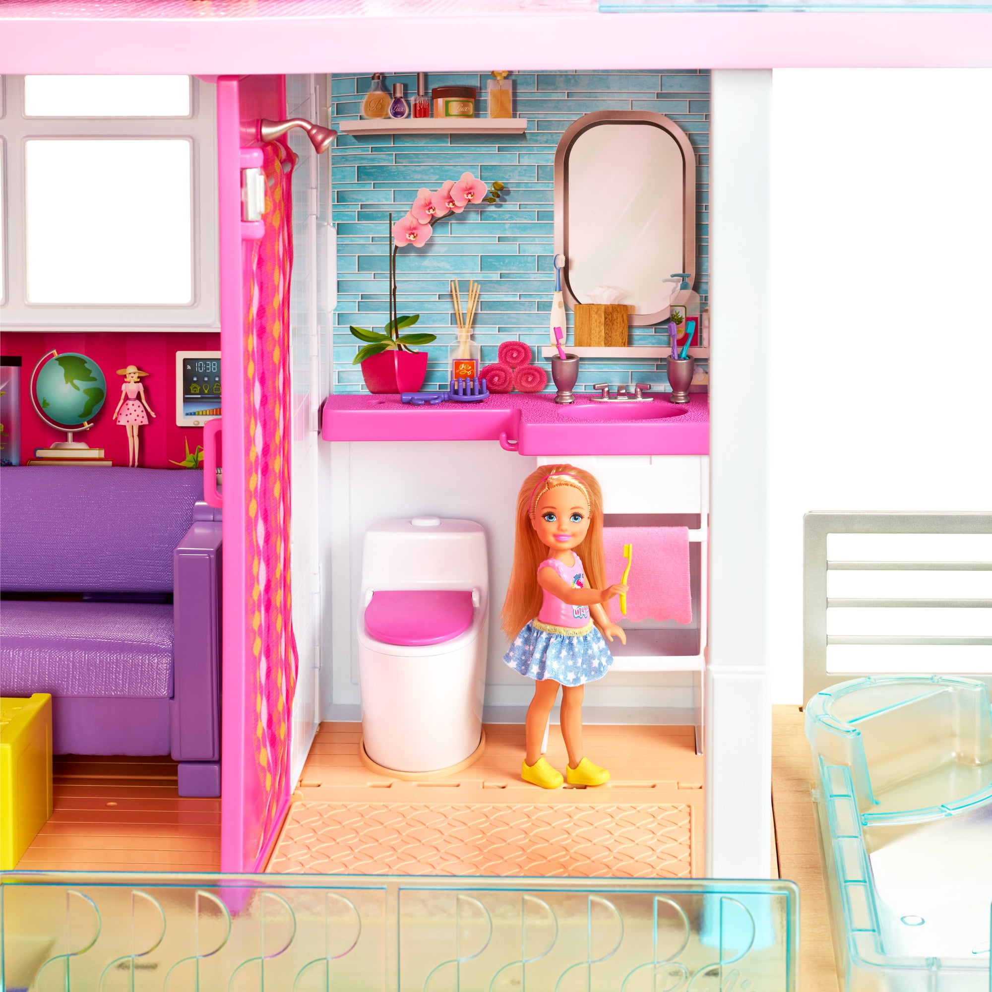 Barbie Dreamhouse 46.5 inch Dollhouse with Pool, Slide and 70 Accessories Including Furniture and Household Items, Gift for 3 to 7 Year Olds, assembly - Walmart.com