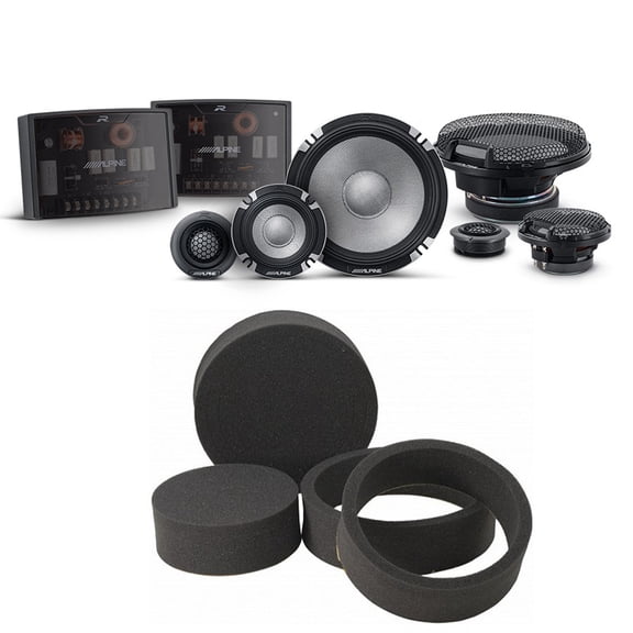 Alpine R2-S653 High-Resolution 3-Way Speaker Set / Pro Series with RKFR65 3-piece Foam Fast Ring Speaker Enhancement