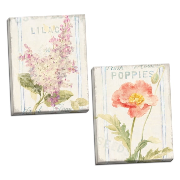 Gango Home Decor Cottage Floursack Florals IV & Floursack Florals V by Danhui Nai (Ready to Hang); Two 11x14in Hand-Stretched Canvases