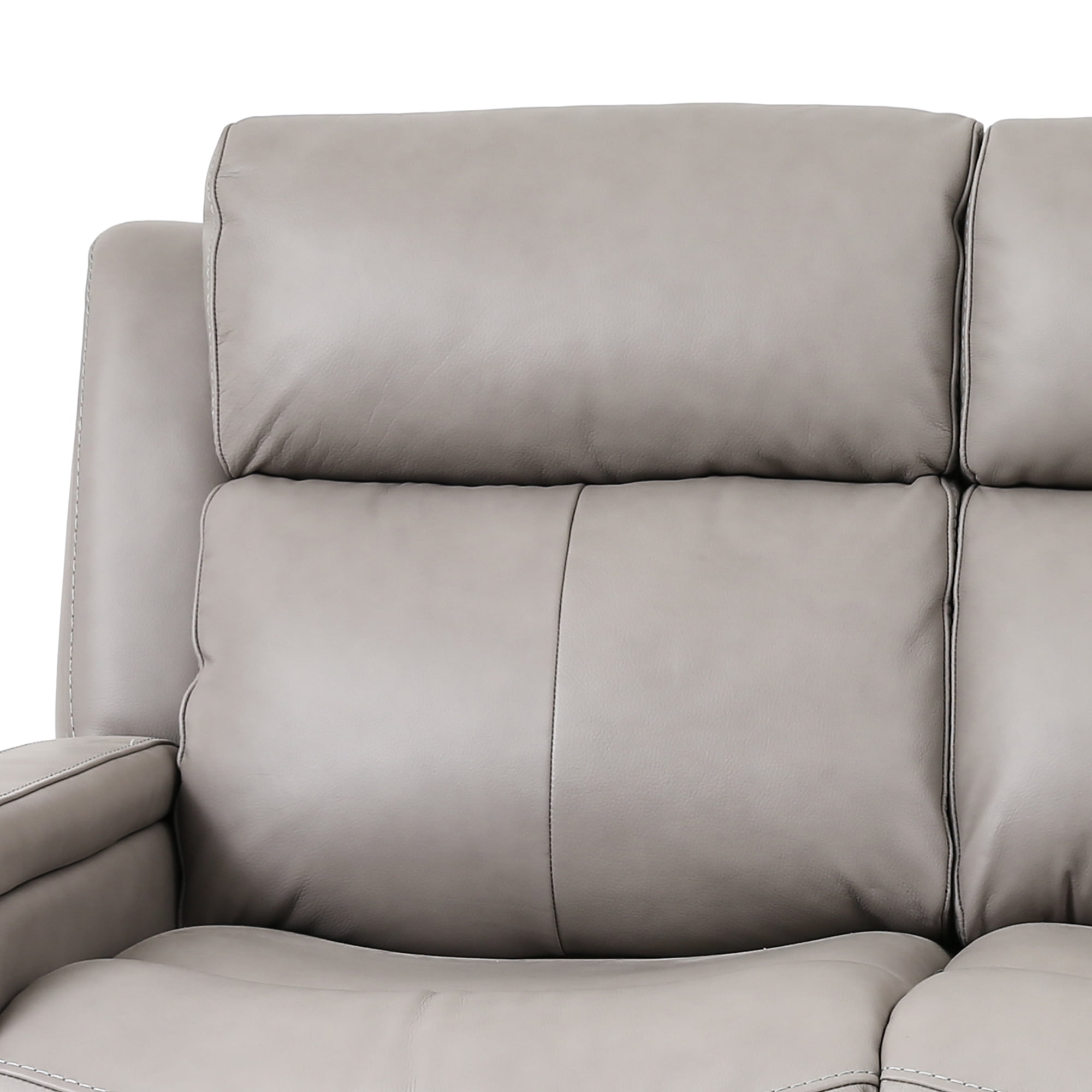 Claude Dual Power Headrest and Lumbar Support Reclining Sofa in Light Grey Genuine Leather