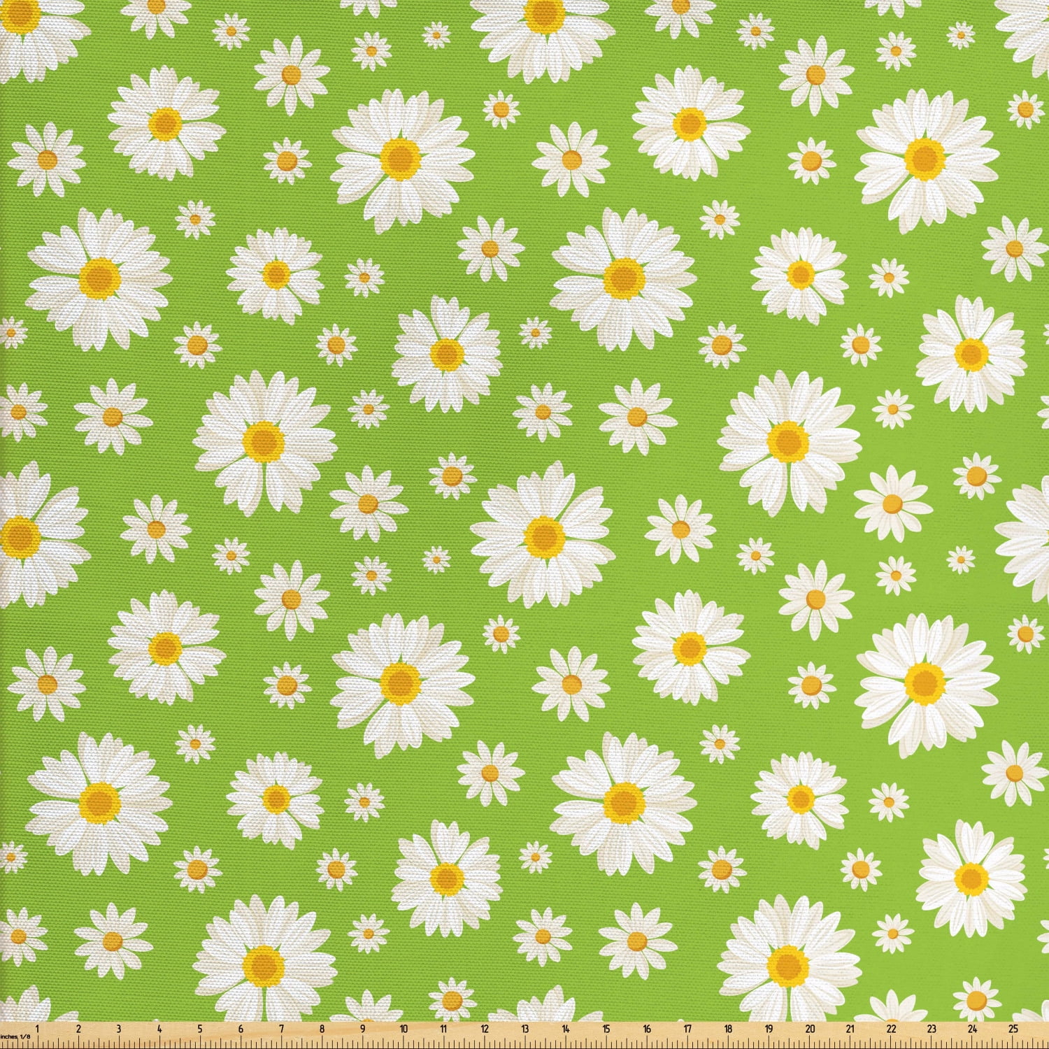 Daisy Fabric by The Yard, Chamomile Blossoms on Pale Green Background