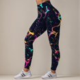 thumbnail image 5 of COMVALUE Women's Leggings - Full Length Bright and Neon Paint Splatter, Rainbow, and Patterened Leggings for Women Watermelon Red Size M, 5 of 6