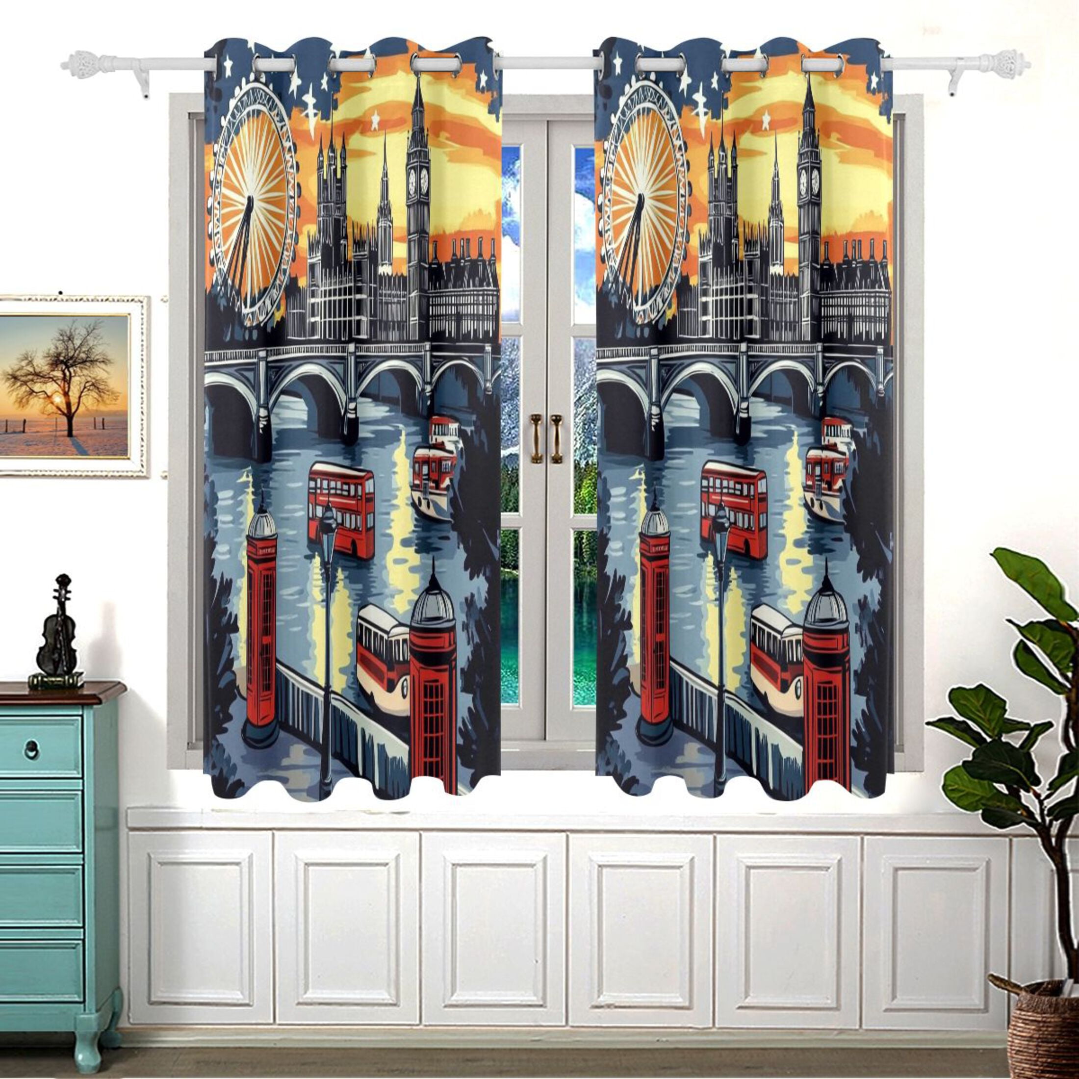 City Scenery at Night Blackout Curtains for Living Room Bedroom 55W x 54L Insulated Window Drapes 2 Panels