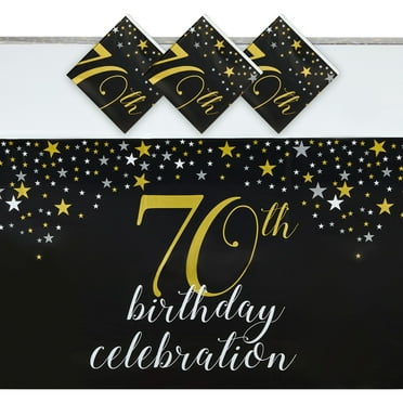 3 Pack Happy 70th Birthday Tablecloth, Disposable Plastic Table Covers for Cheers to 70 Years Party Supplies (54 x 108 In)